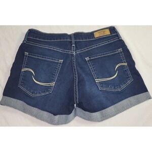 Signature Levi Strauss Shorts Women 4 Dark Blue Low Rise Cuffed Denim